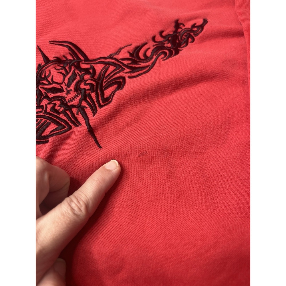 Vtg Top Heavy Hoodie Y2K Skull Red Black Size XL Skater Pullover *Read - Picture 3 of 11